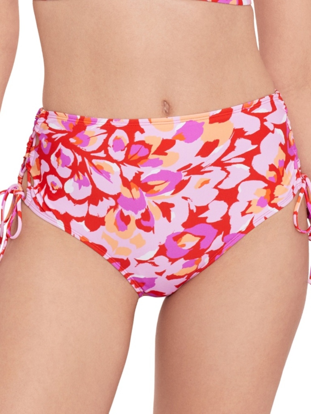 Salt + Cove Juniors' Flutter by Lace High-Waist Bikini Bottoms, Vermillion